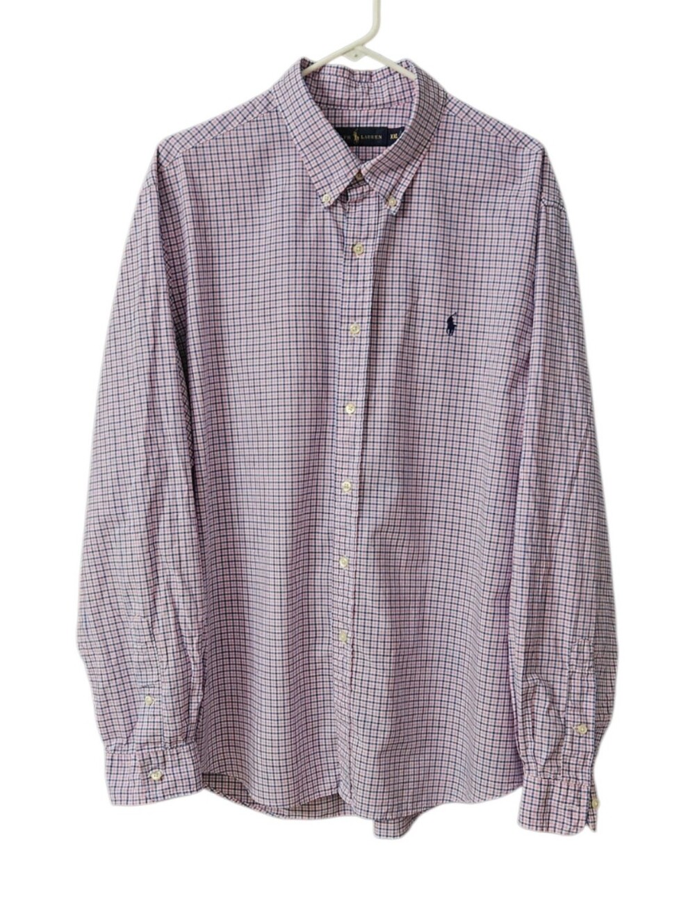 Ralph Lauren Long Sleeve Button Down Shirt Men's XXL Blue Pink White